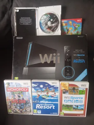 Consola Wii Negra + 4 Juegos