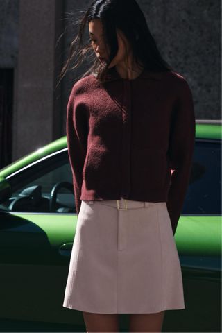 Chaqueta Zara Bomber Punto Burdeos