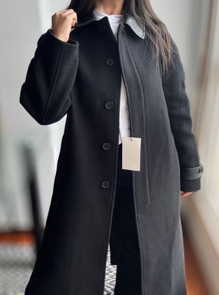 Abrigo largo Zara lana y polipiel