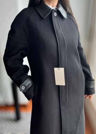 Abrigo largo Zara lana y polipiel