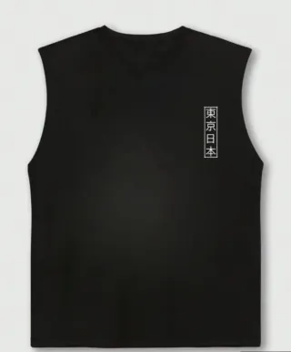 Camiseta sin mangas negra dragón japonés