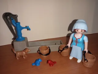 Playmobil-Aldeana Fuente Medieval Belén.