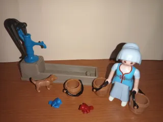 Playmobil-Aldeana Fuente Medieval Belén.