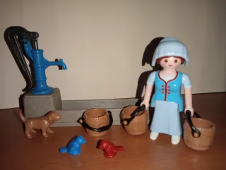 Playmobil-Aldeana Fuente Medieval Belén.