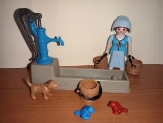 Playmobil-Aldeana Fuente Medieval Belén.