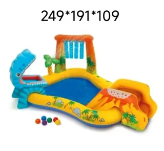 Piscina infantil dinosaurio con tobogán