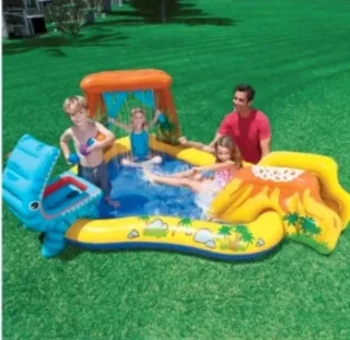 Piscina infantil dinosaurio con tobogán