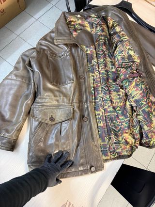 Chaqueta Piel Cordero Vintage Marrón