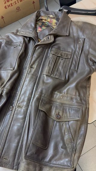 Chaqueta Piel Cordero Vintage Marrón