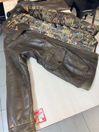 Chaqueta Piel Cordero Vintage Marrón