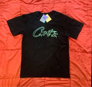 Camiseta Corteiz Negra Logo Verde