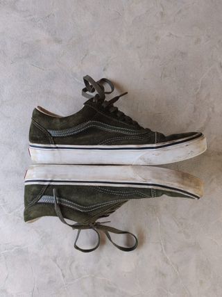Vans Old Skool Pig Suede Olive / True White