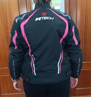 Chaqueta Moto Mujer R-Tech Talla L Negra y Rosa