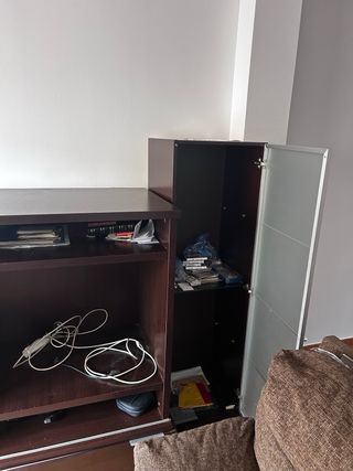 Mueble TV Armario Madera y Cristal