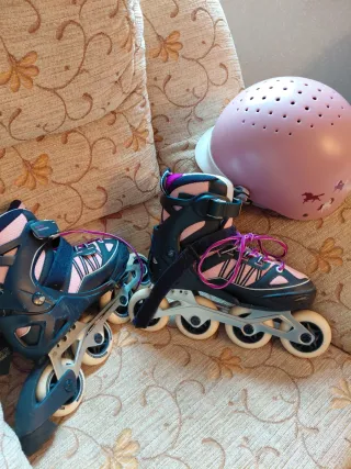 Patines en línea rosas y negros talla 35-38