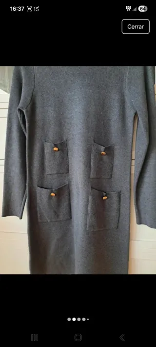 Vestido de punto gris Zara Talla única