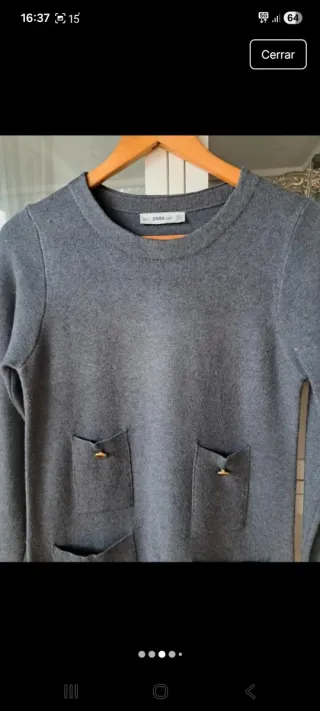Vestido de punto gris Zara Talla única