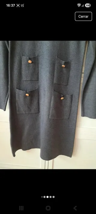 Vestido de punto gris Zara Talla única