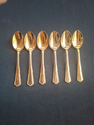 6 Cucchiaini da dessert dorati