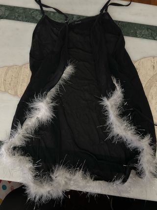 Picardías Negras Transparentes con Adorno Blanco