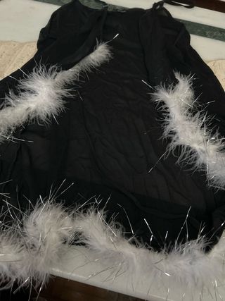 Picardías Negras Transparentes con Adorno Blanco