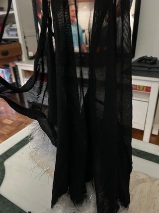 Picardías Negras Transparentes con Adorno Blanco