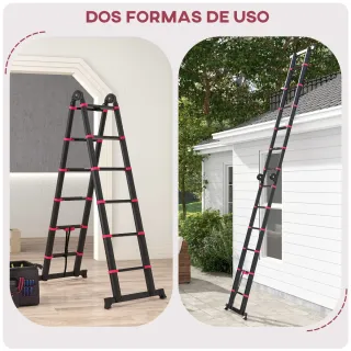 Escalera Aluminio Plegable 2 Usos