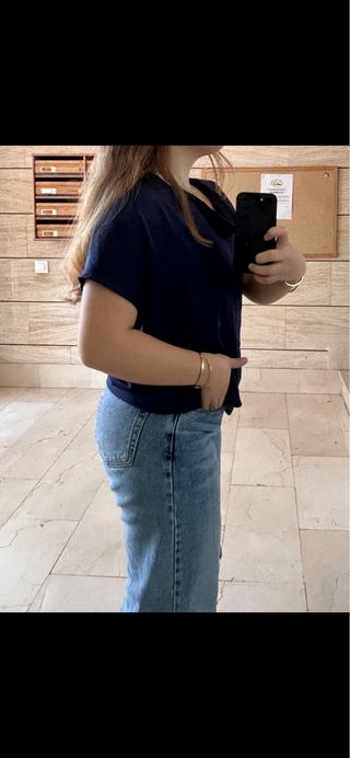 Camisa azul marino manga corta