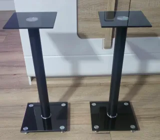 Soportes Altavoces Cristal y Metal Negro