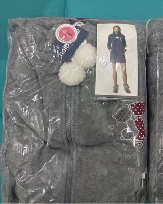 Pigiama donna micropile vestaglia grigio/rosso XXX