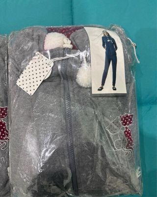 Pigiama donna micropile vestaglia grigio/rosso XXX