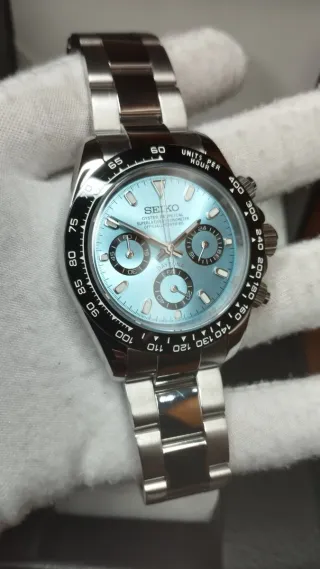 Reloj Seiko Mod Daytona Oyster Negro Azul Celeste