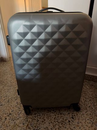 Maleta gris con ruedas