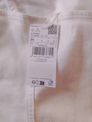 Top vaquero palabra de honor blanco Mango