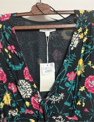 Vestido Springfield floral negro mujer