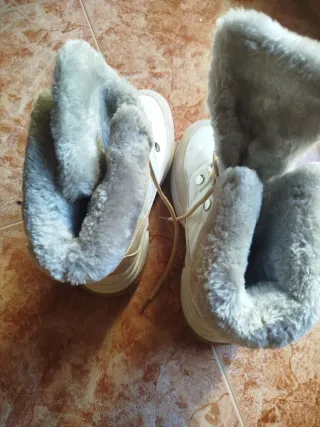 Botas de nieve mujer beige y blanco