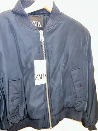 Chaqueta Bomber Azul Zara
