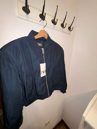 Chaqueta Bomber Azul Zara