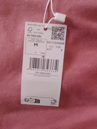 Top palabra de honor Mango rosa