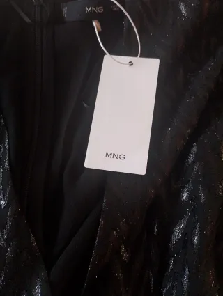 Vestido Mango Negro Aberturas Laterales