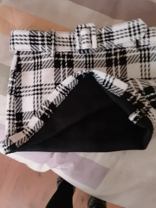 Falda Lana Mango Cuadros Talla S