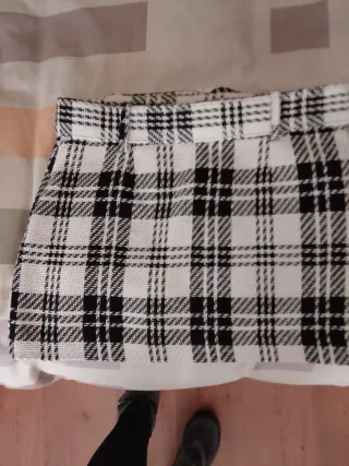 Falda Lana Mango Cuadros Talla S