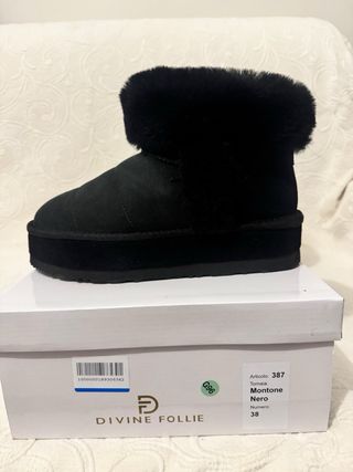 Botas de pelo negras talla 38