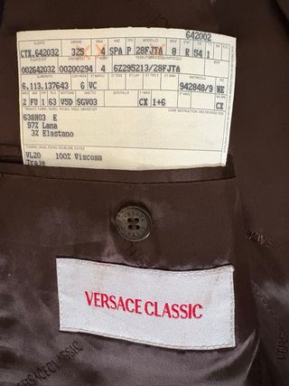 Americana Versace Rayas Marrón Blazer exclusivo.