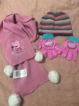 Gorro, bufanda y guantes Peppa Pig