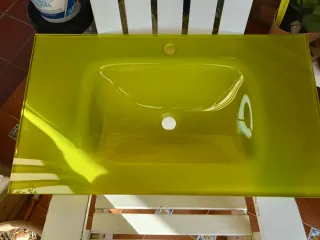 Lavabo de cristal verde 86x46cm
