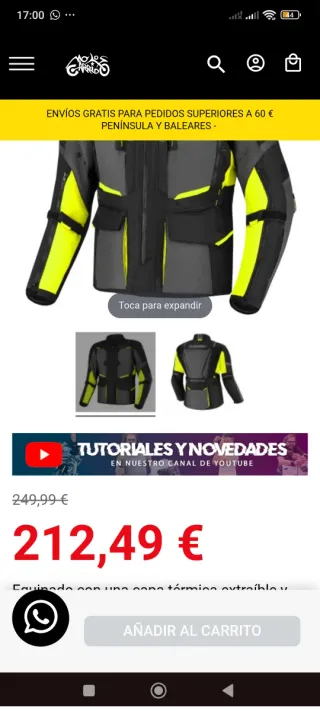 Chaqueta Moto SHIMA Negra y Amarilla talla L