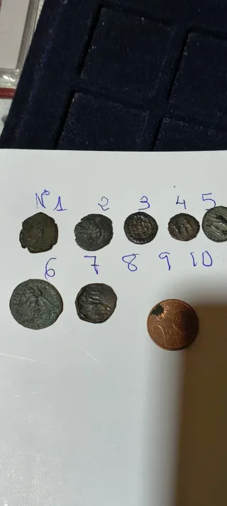 Lotto di 10 antiche monete romane