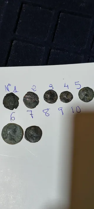 Lotto di 10 antiche monete romane