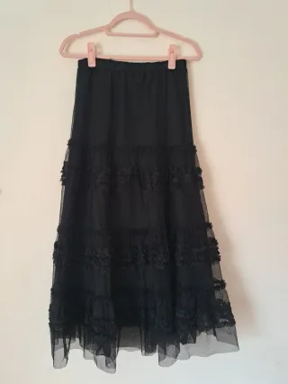 Falda larga de fiesta negra